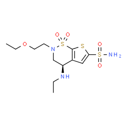 ChemSpider 2D Image | (4R)-2-(2-Ethoxyethyl)-4-(ethylamino)-3,4-dihydro-2H-thieno[3,2-e][1,2]thiazine-6-sulfonamide 1,1-dioxide | C12H21N3O5S3