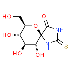 ChemSpider 2D Image | (5S,7R,8S,9S,10R)-8,9,10-Trihydroxy-7-(hydroxymethyl)-2-thioxo-6-oxa-1,3-diazaspiro[4.5]decan-4-one | C8H12N2O6S