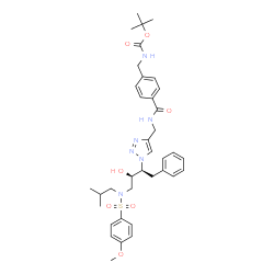 ChemSpider 2D Image | TERT-BUTYL 4-[({[1-((1S,2R)-1-BENZYL-2-HYDROXY-3-{ISOBUTYL[(4-METHOXYPHENYL)SULFONYL]AMINO}PROPYL)-1H-1,2,3-TRIAZOL-4-YL]METHYL}AMINO)CARBONYL]BENZYLCARBAMATE | C37H48N6O7S