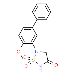 ChemSpider 2D Image | 5-(4-Methoxy-3-biphenylyl)-1,2,5-thiadiazolidin-3-one 1,1-dioxide | C15H14N2O4S