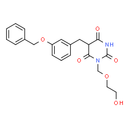 ChemSpider 2D Image | 5-[3-(Benzyloxy)benzyl]-1-[(2-hydroxyethoxy)methyl]-2,4,6(1H,3H,5H)-pyrimidinetrione | C21H22N2O6