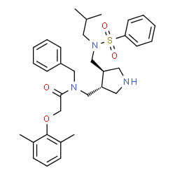 ChemSpider 2D Image | N-BENZYL-2-(2,6-DIMETHYLPHENOXY)-N-[((3R,4S)-4-{[ISOBUTYL(PHENYLSULFONYL)AMINO]METHYL}PYRROLIDIN-3-YL)METHYL]ACETAMIDE | C33H43N3O4S