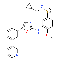 ChemSpider 2D Image | N-(Cyclopropylmethyl)-4-methoxy-3-({5-[3-(3-pyridinyl)phenyl]-1,3-oxazol-2-yl}amino)benzenesulfonamide | C25H24N4O4S