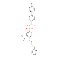 ChemSpider 2D Image | N-(4'-fluorobiphenyl-4-ylcarbonyl)-3-nitro-4-(2-phenylsulfanylethylamino)benzenesulfonamide | C27H22FN3O5S2