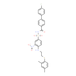 ChemSpider 2D Image | N-{[4-({2-[(2,4-Dimethylphenyl)sulfanyl]ethyl}amino)-3-nitrophenyl]sulfonyl}-4'-fluoro-4-biphenylcarboxamide | C29H26FN3O5S2