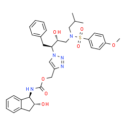 ChemSpider 2D Image | [1-((1S,2R)-1-BENZYL-2-HYDROXY-3-{ISOBUTYL[(4-METHOXYPHENYL)SULFONYL]AMINO}PROPYL)-1H-1,2,3-TRIAZOL-4-YL]METHYL (1R,2R)-2-HYDROXY-2,3-DIHYDRO-1H-INDEN-1-YLCARBAMATE | C34H41N5O7S
