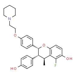 ChemSpider 2D Image | (2R,3R,4S)-5-FLUORO-3-(4-HYDROXYPHENYL)-4-METHYL-2-[4-(2-PIPERIDIN-1-YLETHOXY)PHENYL]CHROMAN-6-OL | C29H32FNO4