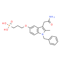 ChemSpider 2D Image | [3-(1-BENZYL-3-CARBAMOYLMETHYL-2-METHYL-1H-INDOL-5-YLOXY)-PROPYL-]-PHOSPHONIC ACID | C21H25N2O5P