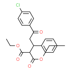 ChemSpider 2D Image | Diethyl [3-(4-chlorophenyl)-3-oxo-1-phenylpropyl]malonate | C22H23ClO5