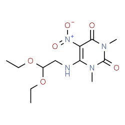 ChemSpider 2D Image | 6-[(2,2-Diethoxyethyl)amino]-1,3-dimethyl-5-nitro-2,4(1H,3H)-pyrimidinedione | C12H20N4O6