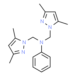 ChemSpider 2D Image | N,N-bis((3,5-dimethylpyrazol-1-yl)methyl)aniline | C18H23N5