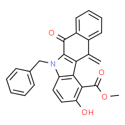 ChemSpider 2D Image | methyl 5-benzyl-2-hydroxy-11-methylene-6-oxo-5H-benzo(b)carbazole-1-carboxylate | C26H19NO4