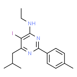 ChemSpider 2D Image | N-Ethyl-5-iodo-6-isobutyl-2-(4-methylphenyl)-4-pyrimidinamine | C17H22IN3