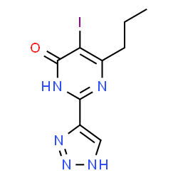 ChemSpider 2D Image | 5-Iodo-6-propyl-2-(1H-1,2,3-triazol-4-yl)-4(3H)-pyrimidinone | C9H10IN5O