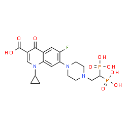 ChemSpider 2D Image | 1-Cyclopropyl-7-[4-(2,2-diphosphonoethyl)-1-piperazinyl]-6-fluoro-4-oxo-1,4-dihydro-3-quinolinecarboxylic acid | C19H24FN3O9P2