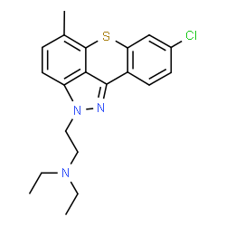 ChemSpider 2D Image | 2-(8-Chloro-5-methyl-2H-thiochromeno[4,3,2-cd]indazol-2-yl)-N,N-diethylethanamine | C20H22ClN3S