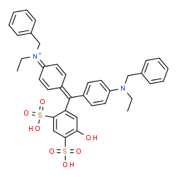 ChemSpider 2D Image | (1E,4E)-N-Benzyl-4-[{4-[benzyl(ethyl)amino]phenyl}(5-hydroxy-2,4-disulfophenyl)methylene]-N-ethyl-2,5-cyclohexadien-1-iminium | C37H37N2O7S2