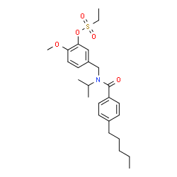 ChemSpider 2D Image | 5-{[Isopropyl(4-pentylbenzoyl)amino]methyl}-2-methoxyphenyl ethanesulfonate | C25H35NO5S