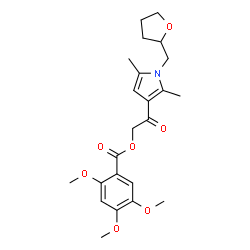 ChemSpider 2D Image | 2-[2,5-Dimethyl-1-(tetrahydro-2-furanylmethyl)-1H-pyrrol-3-yl]-2-oxoethyl 2,4,5-trimethoxybenzoate | C23H29NO7