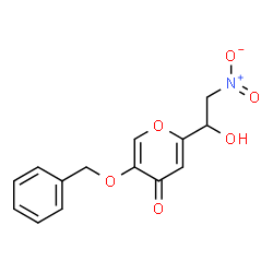 ChemSpider 2D Image | 5-(Benzyloxy)-2-(1-hydroxy-2-nitroethyl)-4H-pyran-4-one | C14H13NO6