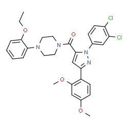 ChemSpider 2D Image | [1-(3,4-Dichlorophenyl)-3-(2,4-dimethoxyphenyl)-1H-pyrazol-5-yl][4-(2-ethoxyphenyl)-1-piperazinyl]methanone | C30H30Cl2N4O4