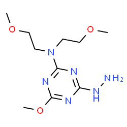 ChemSpider 2D Image | 4-Hydrazino-6-methoxy-N,N-bis(2-methoxyethyl)-1,3,5-triazin-2-amine | C10H20N6O3
