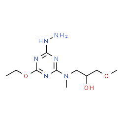 ChemSpider 2D Image | 1-[(4-Ethoxy-6-hydrazino-1,3,5-triazin-2-yl)(methyl)amino]-3-methoxy-2-propanol | C10H20N6O3