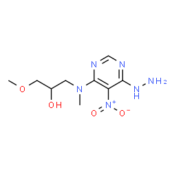 ChemSpider 2D Image | 1-[(6-Hydrazino-5-nitro-4-pyrimidinyl)(methyl)amino]-3-methoxy-2-propanol | C9H16N6O4