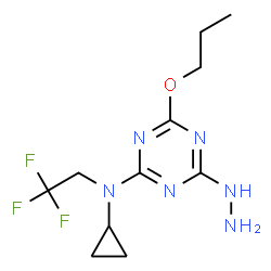 ChemSpider 2D Image | N-Cyclopropyl-4-hydrazino-6-propoxy-N-(2,2,2-trifluoroethyl)-1,3,5-triazin-2-amine | C11H17F3N6O