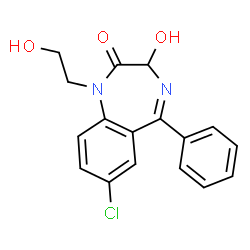 ChemSpider 2D Image | 7-Chloro-3-hydroxy-1-(2-hydroxyethyl)-5-phenyl-1,3-dihydro-2H-1,4-benzodiazepin-2-one | C17H15ClN2O3