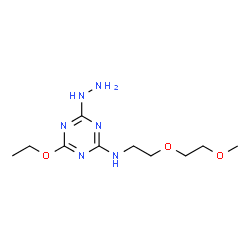 ChemSpider 2D Image | 4-Ethoxy-6-hydrazino-N-[2-(2-methoxyethoxy)ethyl]-1,3,5-triazin-2-amine | C10H20N6O3