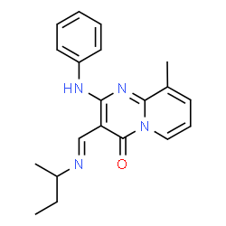 ChemSpider 2D Image | 2-Anilino-3-[(E)-(sec-butylimino)methyl]-9-methyl-4H-pyrido[1,2-a]pyrimidin-4-one | C20H22N4O