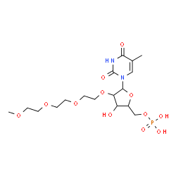 ChemSpider 2D Image | 1-(2-O-{2-[2-(2-Methoxyethoxy)ethoxy]ethyl}-5-O-phosphonopentofuranosyl)-5-methyl-2,4(1H,3H)-pyrimidinedione | C17H29N2O12P