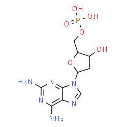 ChemSpider 2D Image | 9-(2-Deoxy-5-O-phosphonopentofuranosyl)-9H-purine-2,6-diamine | C10H15N6O6P