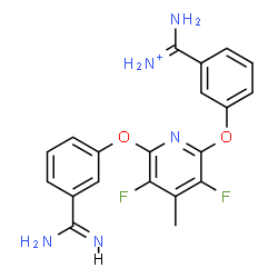 ChemSpider 2D Image | Amino(3-{[6-(3-carbamimidoylphenoxy)-3,5-difluoro-4-methyl-2-pyridinyl]oxy}phenyl)methaniminium | C20H18F2N5O2