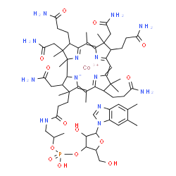 ChemSpider 2D Image | cobaltic;[5-(5,6-dimethylbenzimidazol-1-yl)-4-hydroxy-2-(hydroxymethyl)tetrahydrofuran-3-yl] [1-methyl-2-[3-[2,13,18-tris(2-amino-2-oxo-ethyl)-7,12,17-tris(3-amino-3-oxo-propyl)-3,5,8,8,13,15,18,19-octamethyl-2,7,12,17-tetrahydro-1H-corrin-21-id-3-yl]propanoylamino]ethyl] hydrogen phosphate | C62H89CoN13O14P