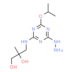 ChemSpider 2D Image | 3-[(4-Hydrazino-6-isopropoxy-1,3,5-triazin-2-yl)amino]-2-methyl-1,2-propanediol | C10H20N6O3