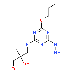 ChemSpider 2D Image | 3-[(4-Hydrazino-6-propoxy-1,3,5-triazin-2-yl)amino]-2-methyl-1,2-propanediol | C10H20N6O3