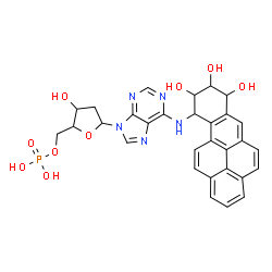 ChemSpider 2D Image | 9-(2-Deoxy-5-O-phosphonopentofuranosyl)-N-(7,8,9-trihydroxy-7,8,9,10-tetrahydrobenzo[pqr]tetraphen-10-yl)-9H-purin-6-amine | C30H28N5O9P