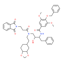 ChemSpider 2D Image | N-(1-BENZYL-3-{[3-(1,3-DIOXO-1,3-DIHYDRO-ISOINDOL-2-YL)-PROPIONYL]-[2-(HEXAHYDRO-BENZO[1,3]DIOXOL-5-YL)-ETHYL]-AMINO}-2-HYDROXY-PROPYL)-4-BENZYLOXY-3,5-DIMETHOXY-BENZAMIDE | C46H51N3O10