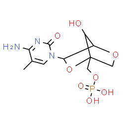 ChemSpider 2D Image | 4-Amino-1-{2,5-anhydro-4-[(phosphonooxy)methyl]pentofuranosyl}-5-methyl-2(1H)-pyrimidinone | C11H16N3O8P