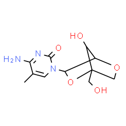 ChemSpider 2D Image | 4-Amino-1-[2,5-anhydro-4-(hydroxymethyl)pentofuranosyl]-5-methyl-2(1H)-pyrimidinone | C11H15N3O5
