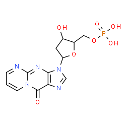 ChemSpider 2D Image | 3-(2-Deoxy-5-O-phosphonopentofuranosyl)pyrimido[1,2-a]purin-10(3H)-one | C13H14N5O7P