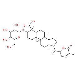 ChemSpider 2D Image | 3-(Hexopyranosyloxy)-26-oxo-22,26-epoxy-9,19-cyclolanost-24-en-28-oic acid | C36H54O10