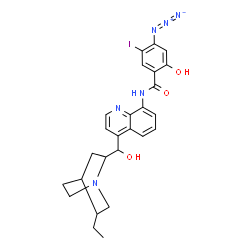 ChemSpider 2D Image | 4-Azido-2-hydroxy-N-(9-hydroxy-10,11-dihydrocinchonan-8'-yl)-5-iodobenzamide | C26H28IN6O3