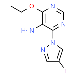 ChemSpider 2D Image | 4-Ethoxy-6-(4-iodo-1H-pyrazol-1-yl)-5-pyrimidinamine | C9H10IN5O