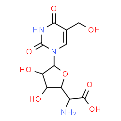 ChemSpider 2D Image | 1-(5-Amino-5-deoxyhexofuranuronosyl)-5-(hydroxymethyl)-2,4(1H,3H)-pyrimidinedione | C11H15N3O8