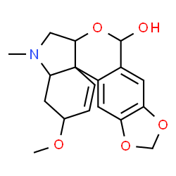 ChemSpider 2D Image | 3-Methoxy-5-methyl-3,4,4a,5,6,6a-hexahydro-8H-[1,3]dioxolo[6,7]isochromeno[3,4-c]indol-8-ol | C18H21NO5