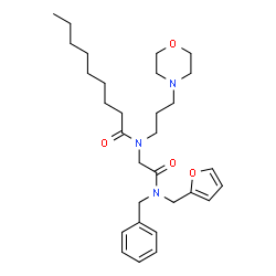 ChemSpider 2D Image | N-{2-[Benzyl(2-furylmethyl)amino]-2-oxoethyl}-N-[3-(4-morpholinyl)propyl]nonanamide | C30H45N3O4