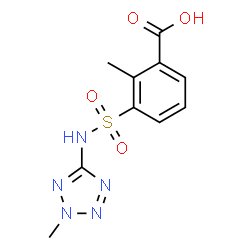 ChemSpider 2D Image | 2-Methyl-3-[(2-methyl-2H-tetrazol-5-yl)sulfamoyl]benzoic acid | C10H11N5O4S